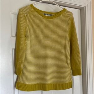 Marled Reunited Clothing yellow and white cotton and acrylic crew neck sweater